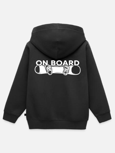 snowboard "on board snowboarder" - Kinder Premium Organic Zip Hoodie - Schwarz