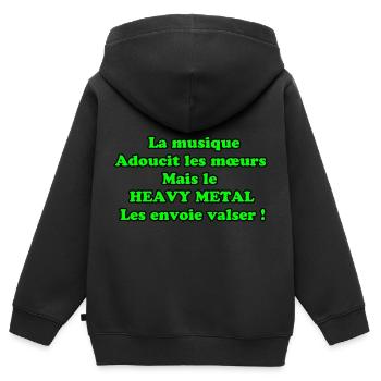 La musique adoucit les mœurs vert - Sweat Premium à capuche zippé enfant bio - noir - Dos - AI Model Kid Male (0cm)
