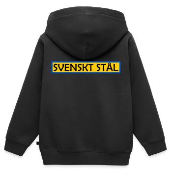 Acier suédois - Sweat Premium à capuche zippé enfant bio - noir - Dos - AI Model Kid Male (0cm)