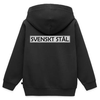 Acier suédois - Sweat Premium à capuche zippé enfant bio - noir - Dos - AI Model Kid Male (0cm)
