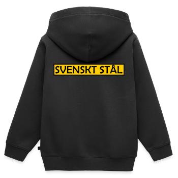 Acier suédois - Sweat Premium à capuche zippé enfant bio - noir - Dos - AI Model Kid Male (0cm)