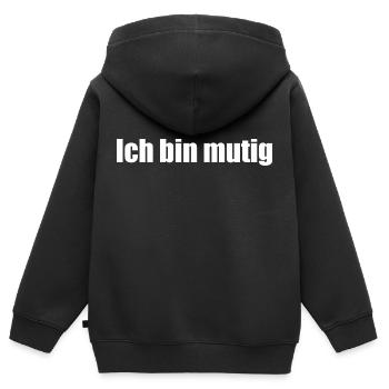 Ich bin mutig - Kinder Premium Organic Zip Hoodie - Schwarz - Hinten - AI Model Kid Male (0cm)