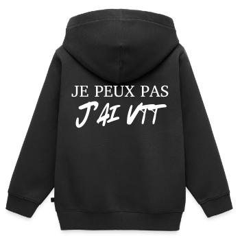 je peux pas j'ai vtt - Sweat Premium à capuche zippé enfant bio - noir - Dos - AI Model Kid Male (0cm)
