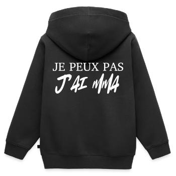 Ich kann nicht, ich habe MMA - Kinder Premium Organic Zip Hoodie - Schwarz - Hinten - AI Model Kid Male (0cm)