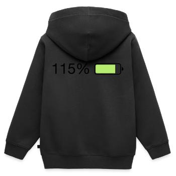 Fullenergy 115% Ladebalken - Kinder Premium Organic Zip Hoodie - Schwarz - Hinten - AI Model Kid Male (0cm)