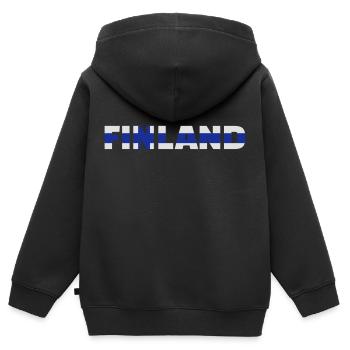 Finland - Sweat Premium à capuche zippé enfant bio - noir - Dos - AI Model Kid Male (0cm)