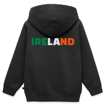 Irland - Kinder Premium Organic Zip Hoodie - Schwarz - Hinten - AI Model Kid Male (0cm)