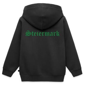 Steiermark - Kinder Premium Organic Zip Hoodie - Schwarz - Hinten - AI Model Kid Male (0cm)