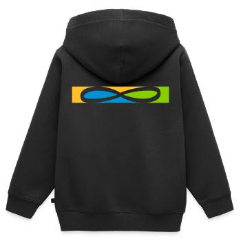 Icône Stripe Infinity - Sweat Premium à capuche zippé enfant bio - noir - Dos - AI Model Kid Male (0cm)