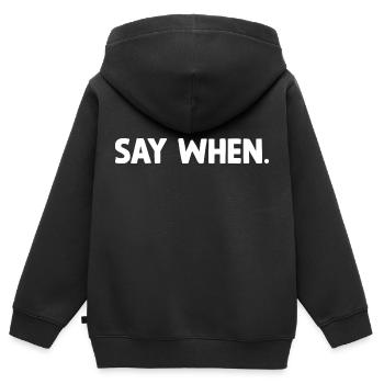 Dites quand. - Sweat Premium à capuche zippé enfant bio - noir - Dos - AI Model Kid Male (0cm)