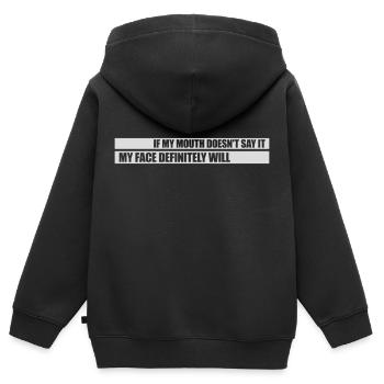 Mon visage le fera certainement - Sweat Premium à capuche zippé enfant bio - noir - Dos - AI Model Kid Male (0cm)