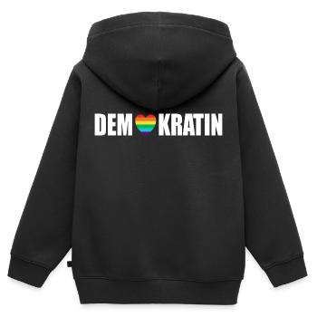 Demokratin Demonstration gegen rechts Demokratie - Kinder Premium Organic Zip Hoodie - Schwarz - Hinten - AI Model Kid Male (0cm)