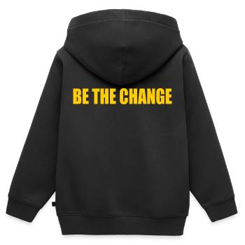 be the change - Kids Premium Organic Zip-up Hoodie - black - Back - AI Model Kid Male (0cm)
