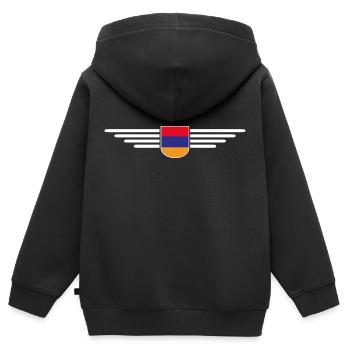 Armenien Fanartikel – Kultur erleben - Kinder Premium Organic Zip Hoodie - Schwarz - Hinten - AI Model Kid Male (0cm)
