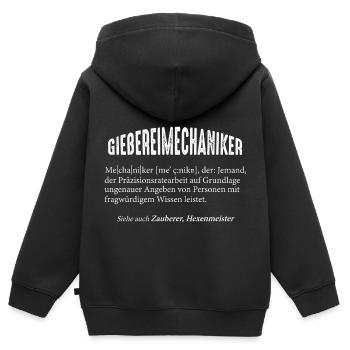Gießereimechaniker Eisengießer Gießer - Kinder Premium Organic Zip Hoodie - Schwarz - Hinten - AI Model Kid Male (0cm)