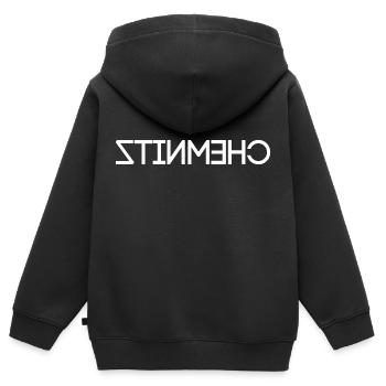 Chemnitz - seitenverkehrt - Kinder Premium Organic Zip Hoodie - Schwarz - Hinten - AI Model Kid Male (0cm)