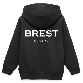 brest original - Sweat Premium à capuche zippé enfant bio - noir - Dos - AI Model Kid Male (0cm)
