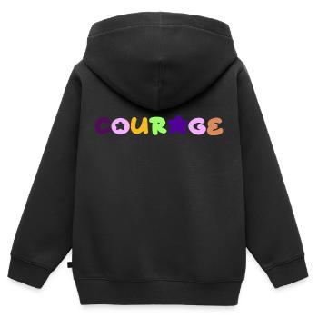 Courage, pensée positive - Sweat Premium à capuche zippé enfant bio - noir - Dos - AI Model Kid Male (0cm)