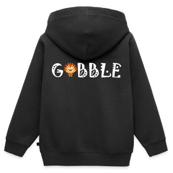 Gobble drôle de dinde de Thanksgiving - Sweat Premium à capuche zippé enfant bio - noir - Dos - AI Model Kid Male (0cm)