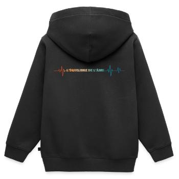 Battement de coeur rétro l’équilibre de l’âme - Sweat Premium à capuche zippé enfant bio - noir - Dos - AI Model Kid Male (0cm)