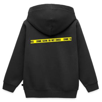 Tatort nicht überqueren - Kinder Premium Organic Zip Hoodie - Schwarz - Hinten - AI Model Kid Male (0cm)