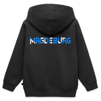 Magdeburg Ville natale à la maison - Sweat Premium à capuche zippé enfant bio - noir - Dos - AI Model Kid Male (0cm)