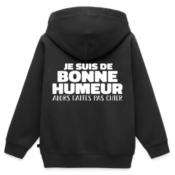 Je Suis De Bonne Humeur - Sweat Premium à capuche zippé enfant bio - noir - Dos - AI Model Kid Male (0cm)
