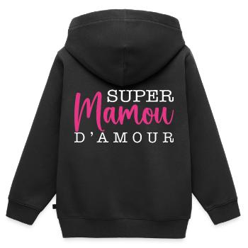 Super Mamou D'amour - Sweat Premium à capuche zippé enfant bio - noir - Dos - AI Model Kid Male (0cm)