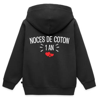 Noces de Coton - Sweat Premium à capuche zippé enfant bio - noir - Dos - AI Model Kid Male (0cm)