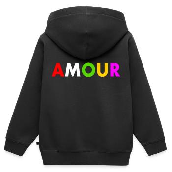 Amour - Kinder Premium Organic Zip Hoodie - Schwarz - Hinten - AI Model Kid Male (0cm)