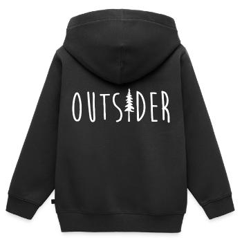 Outsider Aventurier Passionné d’exploration - Sweat Premium à capuche zippé enfant bio - noir - Dos - AI Model Kid Male (0cm)