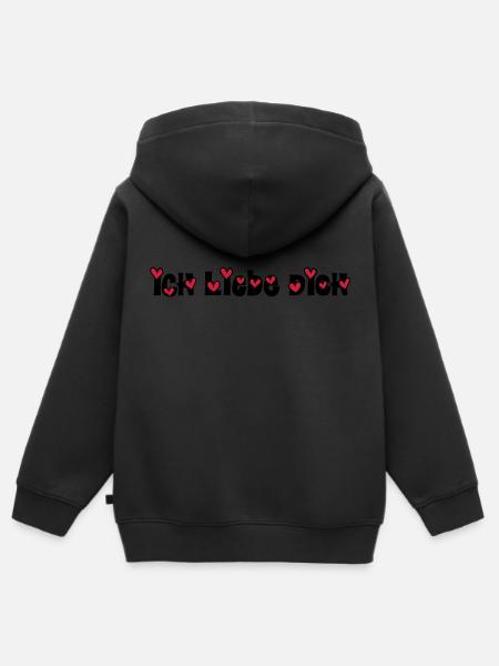 ich liebe dich - Kinder Premium Organic Zip Hoodie - Schwarz