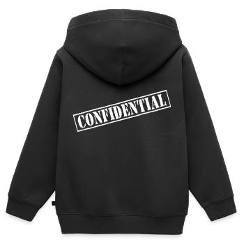 Confidential Vector Stempel - Kinder Premium Organic Zip Hoodie - Schwarz - Hinten - AI Model Kid Male (0cm)