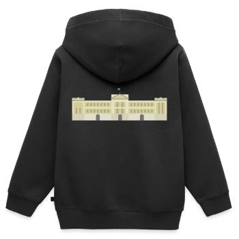 Icône de Londres Buckingham Palace - Sweat Premium à capuche zippé enfant bio - noir - Dos - AI Model Kid Male (0cm)