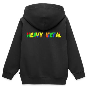 Heavy Metal - Kinder Premium Organic Zip Hoodie - Schwarz - Hinten - AI Model Kid Male (0cm)