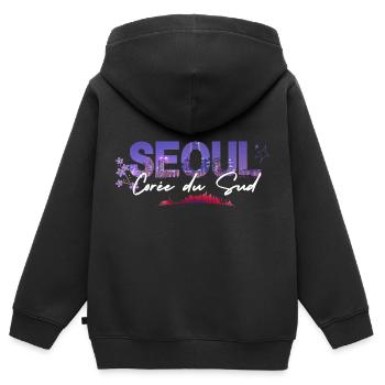 Stadt Seoul - Kinder Premium Organic Zip Hoodie - Schwarz - Hinten - AI Model Kid Male (0cm)