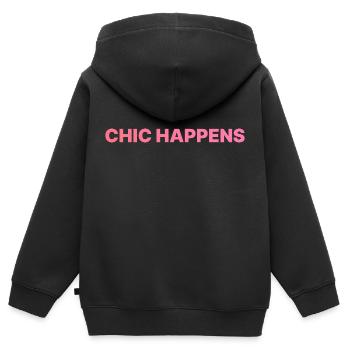 CHIC HAPPENS ROSA - Kinder Premium Organic Zip Hoodie - Schwarz - Hinten - AI Model Kid Male (0cm)