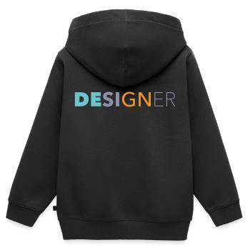 Concepteur - Sweat Premium à capuche zippé enfant bio - noir - Dos - AI Model Kid Male (0cm)