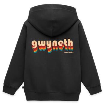 Retro Gwyneth Name - Kids Premium Organic Zip-up Hoodie - black - Back - AI Model Kid Male (0cm)