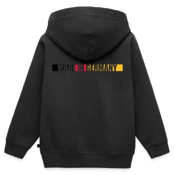 Made in Germany - Kinder Premium Organic Zip Hoodie - Schwarz - Hinten - AI Model Kid Male (0cm)