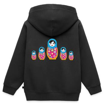 matroschka,Matroschka,Matrjoschka,Matruschka - Kinder Premium Organic Zip Hoodie - Schwarz - Hinten - AI Model Kid Male (0cm)