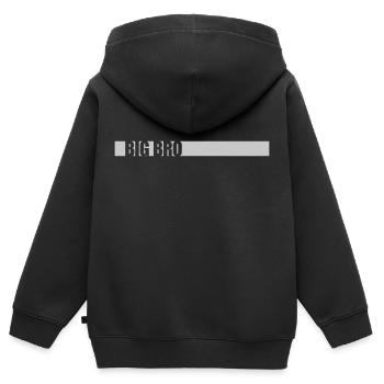 Logo Big Bro Bar - Sweat Premium à capuche zippé enfant bio - noir - Dos - AI Model Kid Male (0cm)