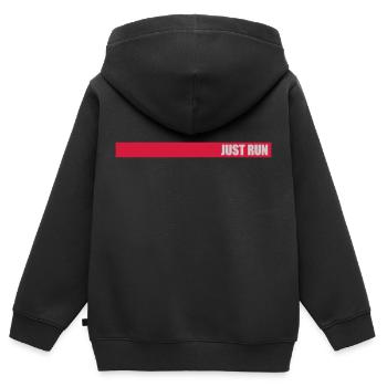 Concevez simplement run Stripes - Sweat Premium à capuche zippé enfant bio - noir - Dos - AI Model Kid Male (0cm)