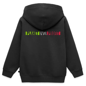 Planète sur le devis de profit - Sweat Premium à capuche zippé enfant bio - noir - Dos - AI Model Kid Male (0cm)