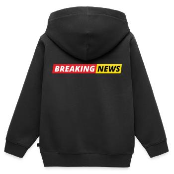 Neueste Nachrichten - Kinder Premium Organic Zip Hoodie - Schwarz - Hinten - AI Model Kid Male (0cm)