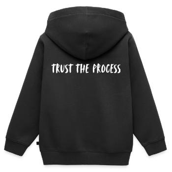 trust the process. Vertrau dem Prozess, dem Leben. - Kinder Premium Organic Zip Hoodie - Schwarz - Hinten - AI Model Kid Male (0cm)