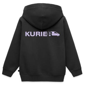 Kurier - Kinder Premium Organic Zip Hoodie - Schwarz - Hinten - AI Model Kid Male (0cm)