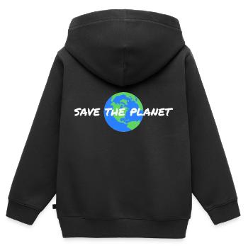 Umweltschutz - Kinder Premium Organic Zip Hoodie - Schwarz - Hinten - AI Model Kid Male (0cm)
