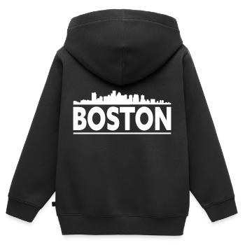 Boston Skyline - Kinder Premium Organic Zip Hoodie - Schwarz - Hinten - AI Model Kid Male (0cm)