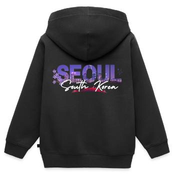 Stadt Seoul - Kinder Premium Organic Zip Hoodie - Schwarz - Hinten - AI Model Kid Male (0cm)